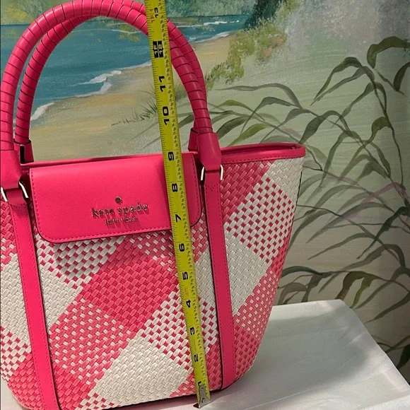 Kate Spade New York Wild Rose Cruise Gingham Wovan Plaid Tote - Picture 10 of 16